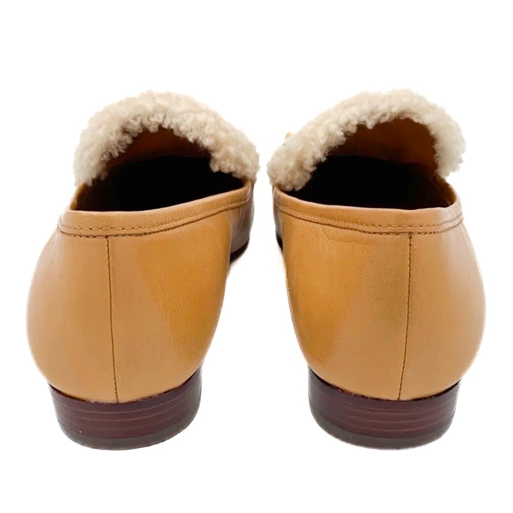 Tory Burch Jessa Shearling Tan Beige Loafer Flats 6 - Picture 4 of 6